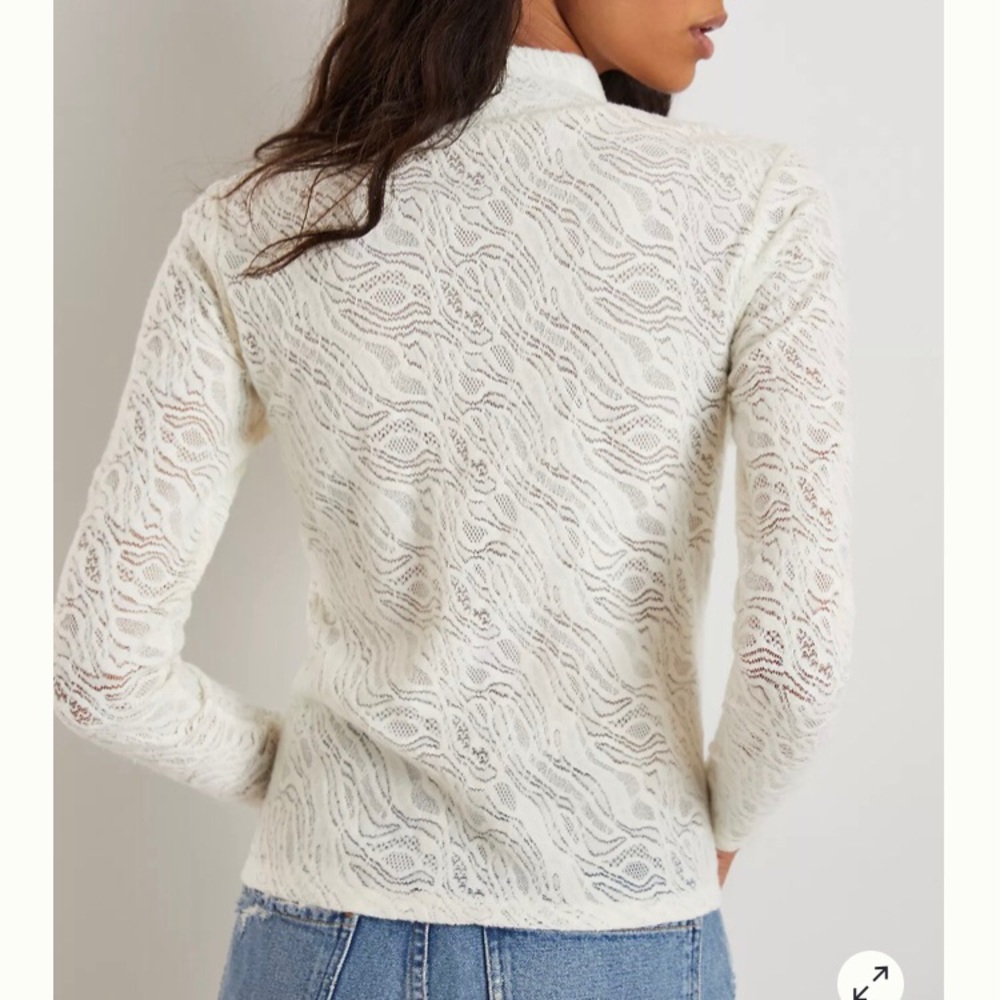 Anthropologie Amy Lace Mock Neck Top